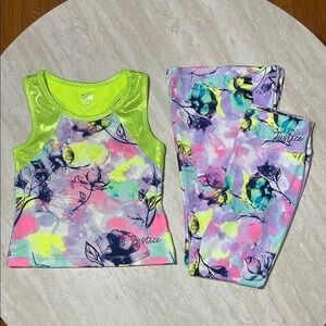Justice Little Girl Set *Tank Top + Flare Leggings *S (7/8) *Like New